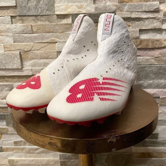 New Balance Men’s 10 Burn X MR2 Lacrosse Cleats | White/Red, No Laces, NWOT main image 5